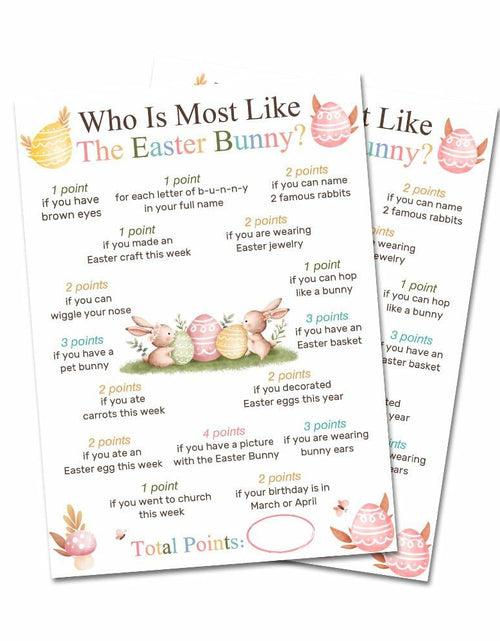 Load image into Gallery viewer, Who Is Most Like The Easter Bunny Game Cards Watercolor Bunny Set of 20
