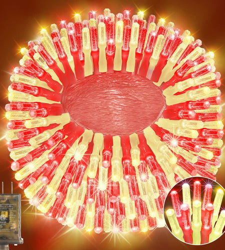 Heceltt 1140 LED 449FT Outdoor String Lights 8 Modes Timer IP44 Red Warm White