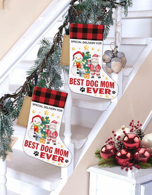 Load image into Gallery viewer, Best Dog Mom Ever Christmas Stocking Holiday Decoration 18x12 Inch
