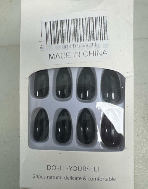 Load image into Gallery viewer, RIICFDD Black Press On Nails Almond Medium Acrylic Full Cover 24Pcs
