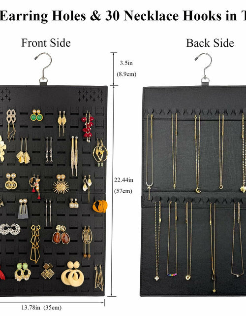 Load image into Gallery viewer, Neehows Hanging Earring Organizer Wall Holder 600 Holes 30 Hooks Black
