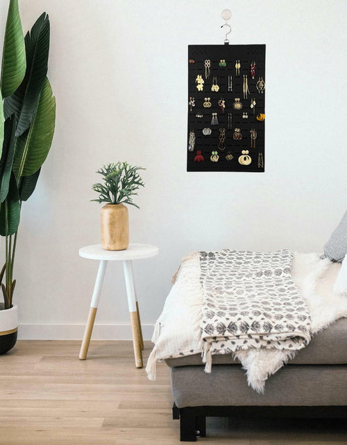 Load image into Gallery viewer, Neehows Hanging Earring Organizer Wall Holder 600 Holes 30 Hooks Black
