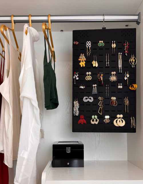 Load image into Gallery viewer, Neehows Hanging Earring Organizer Wall Holder 600 Holes 30 Hooks Black
