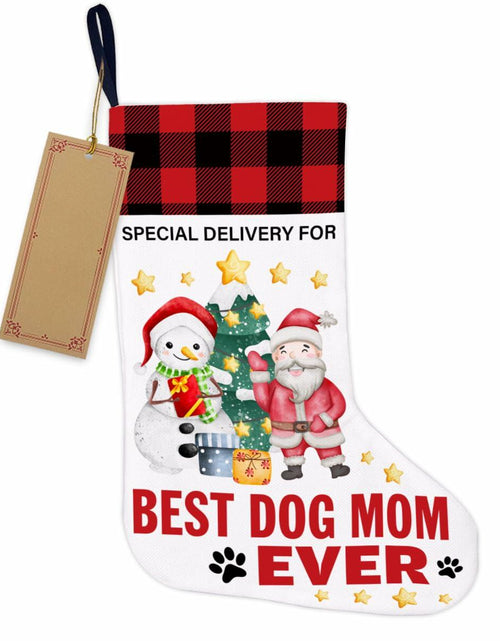 Load image into Gallery viewer, Best Dog Mom Ever Christmas Stocking Holiday Decoration 18x12 Inch
