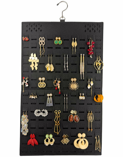 Load image into Gallery viewer, Neehows Hanging Earring Organizer Wall Holder 600 Holes 30 Hooks Black
