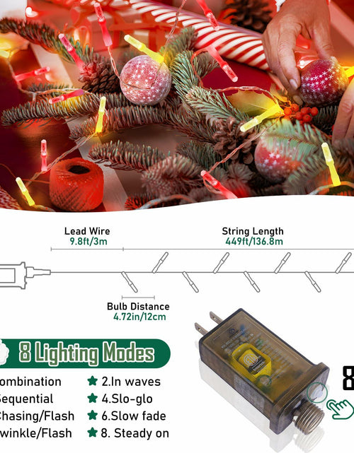 Load image into Gallery viewer, Heceltt 1140 LED 449FT Outdoor String Lights 8 Modes Timer IP44 Red Warm White
