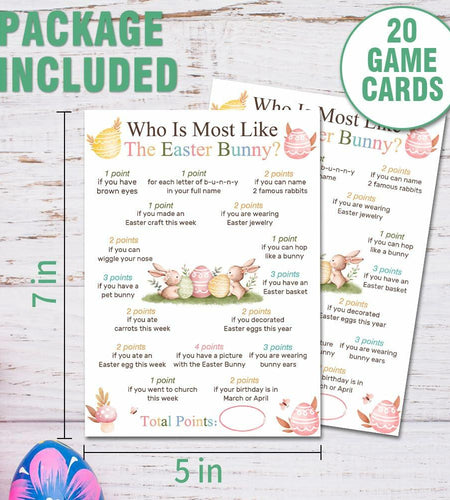 Who Is Most Like The Easter Bunny Game Cards Set of 20 Colorful Eggs