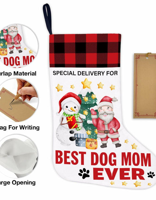 Load image into Gallery viewer, Best Dog Mom Ever Christmas Stocking Holiday Decoration 18x12 Inch
