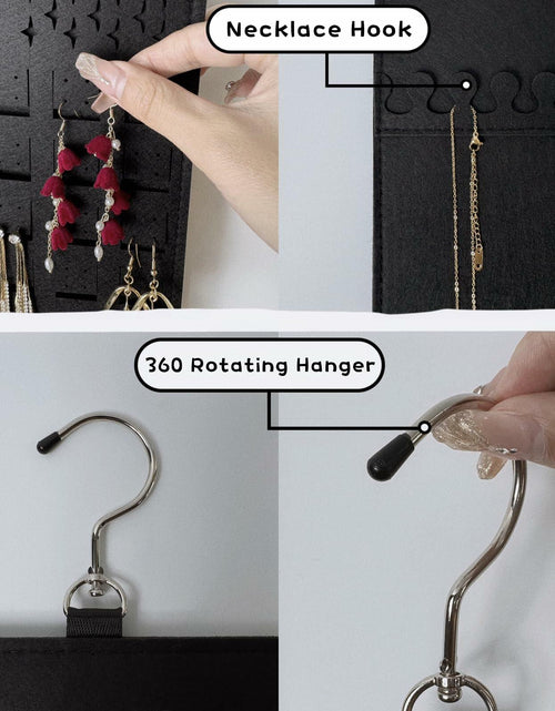 Load image into Gallery viewer, Neehows Hanging Earring Organizer Wall Holder 600 Holes 30 Hooks Black
