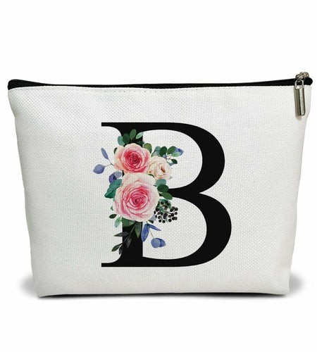 Flower Letter G Makeup Bag Alphabet Initial Cosmetic Bag Birthday Gift