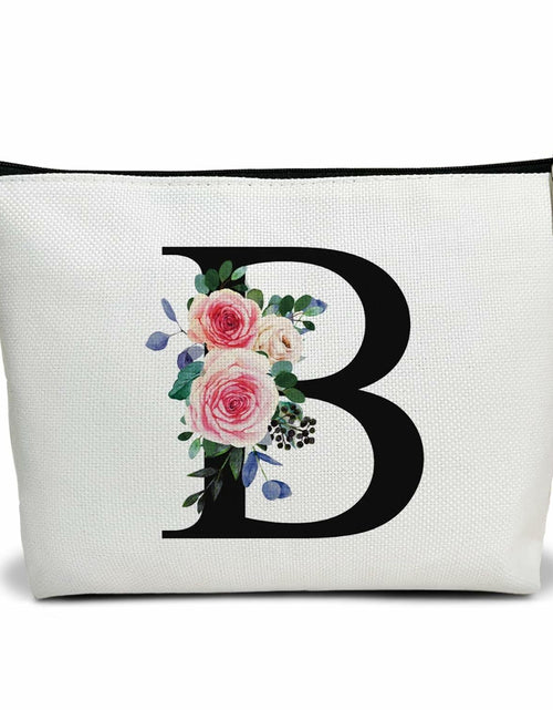 Load image into Gallery viewer, Flower Letter G Makeup Bag Alphabet Initial Cosmetic Bag Birthday Gift
