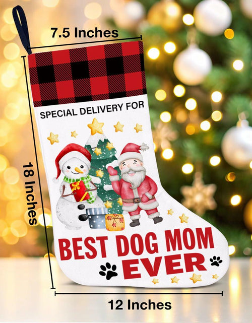 Load image into Gallery viewer, Best Dog Mom Ever Christmas Stocking Holiday Decoration 18x12 Inch
