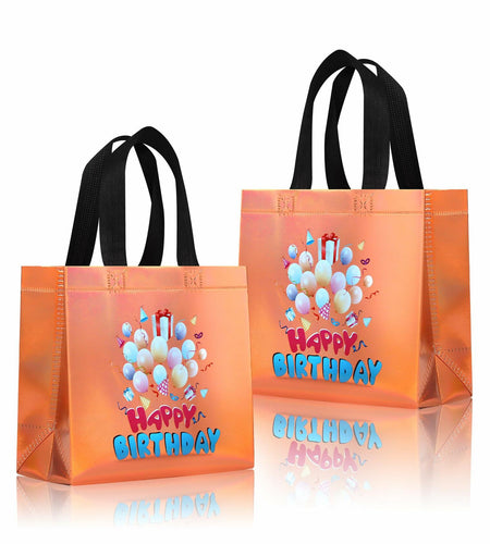 cabzymx Birthday Gift Bags with Handles Yellow Balloons Pattern 18 Pc Small