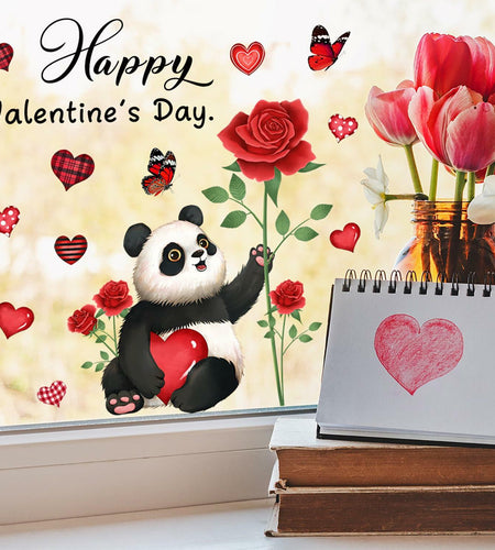 Valentine's Day Heart Window Clings Stickers Decals Pink 1 Sheet