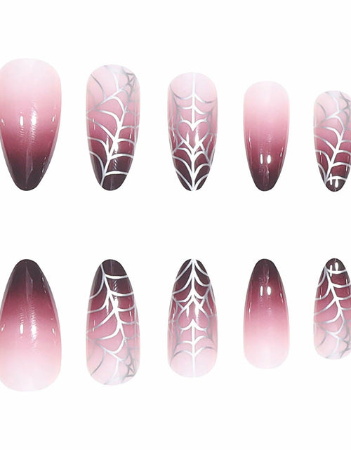 Load image into Gallery viewer, RUOKEXIN Medium Purple Ombre Halloween Press On Nails Spider Web 24Pcs

