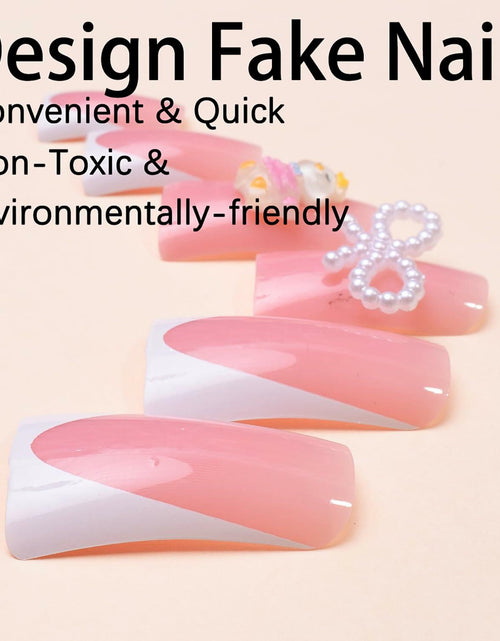 Load image into Gallery viewer, RIICFDD Press On Nails Medium Pink Duck Bow Butterfly 24 Pcs
