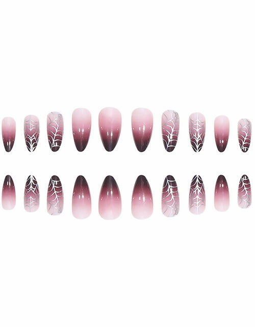 Load image into Gallery viewer, RUOKEXIN Medium Purple Ombre Halloween Press On Nails Spider Web 24Pcs
