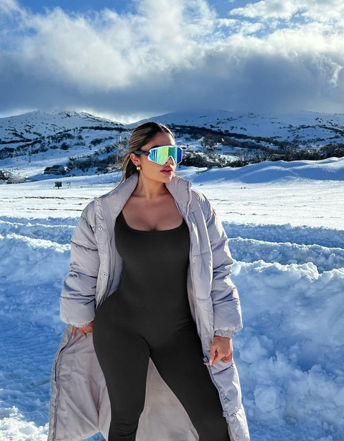 Load image into Gallery viewer, TOB Women Yoga Jumpsuit Ribbed Long Sleeve Square Neck Black Size L
