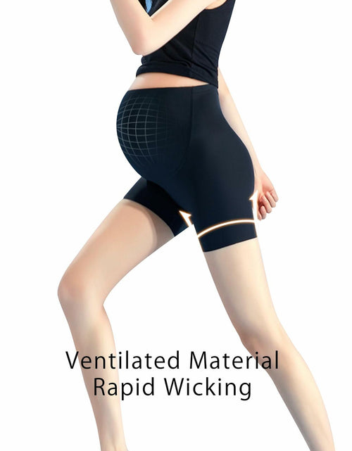 Load image into Gallery viewer, Maternity Yoga Shorts Over Belly Bump UV Block Buttery Soft Black Size S
