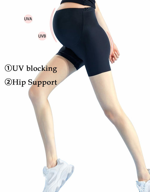 Load image into Gallery viewer, Maternity Yoga Shorts Over Belly Bump UV Block Buttery Soft Black Size S
