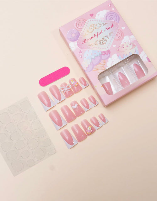 Load image into Gallery viewer, RIICFDD Press On Nails Medium Pink Duck Bow Butterfly 24 Pcs
