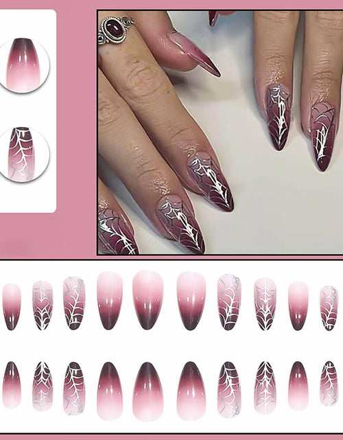 Load image into Gallery viewer, RUOKEXIN Medium Purple Ombre Halloween Press On Nails Spider Web 24Pcs
