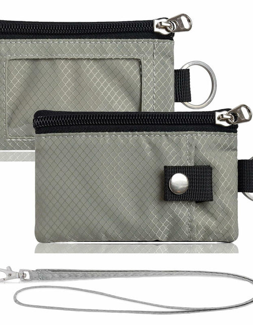 Load image into Gallery viewer, MILUMILUU RFID Blocking Minimalist Wallet Keychain Lanyard Light Grey
