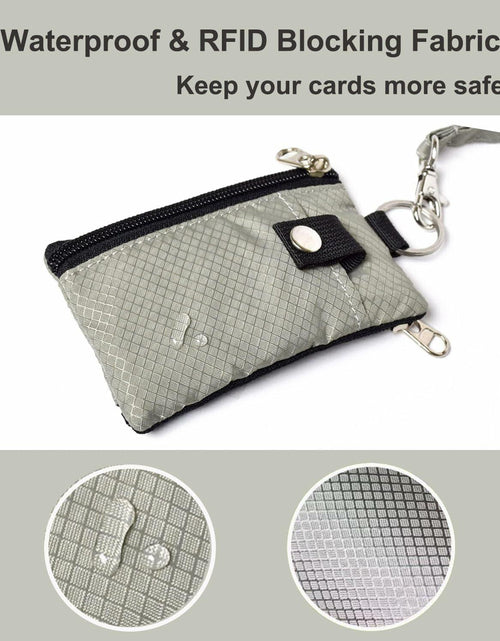 Load image into Gallery viewer, MILUMILUU RFID Blocking Minimalist Wallet Keychain Lanyard Light Grey
