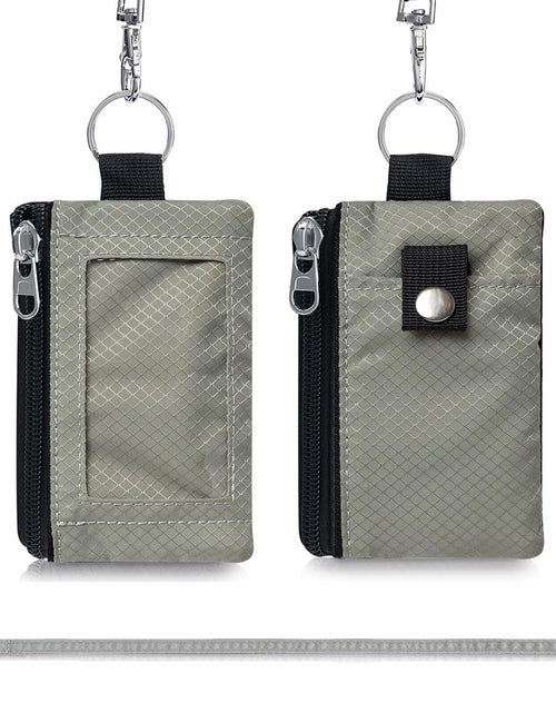 Load image into Gallery viewer, MILUMILUU RFID Blocking Minimalist Wallet Keychain Lanyard Light Grey
