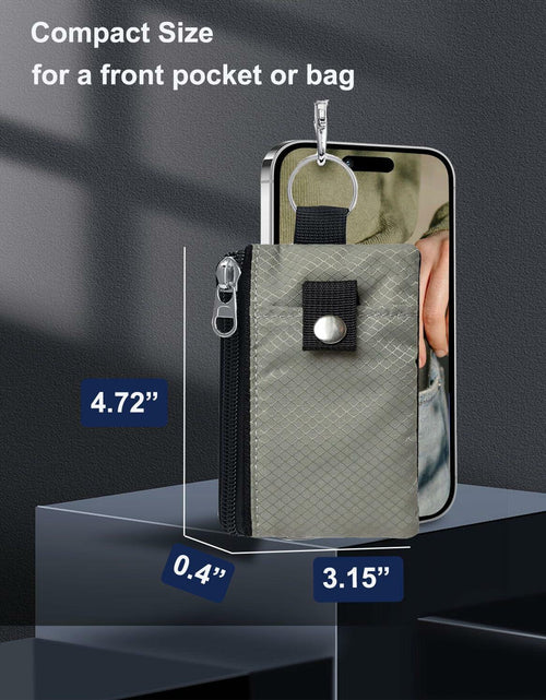 Load image into Gallery viewer, MILUMILUU RFID Blocking Minimalist Wallet Keychain Lanyard Light Grey
