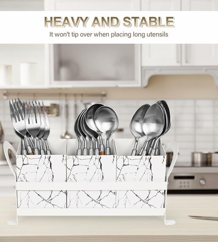YUBAMIN Silverware Caddy Utensil Holder 3 Compartments Countertop