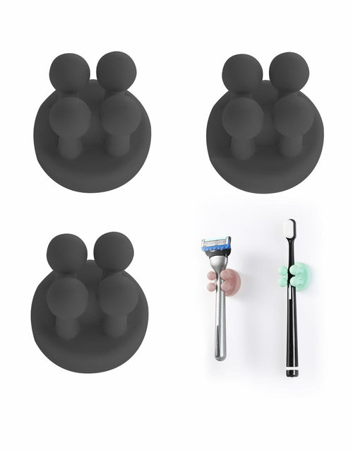 Load image into Gallery viewer, 3 Pcs Silicone Toothbrush &amp; Razor Holder Waterproof Self Adhesive Hook
