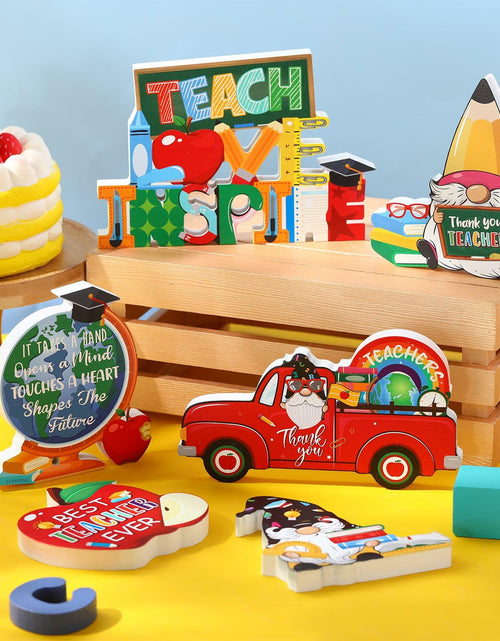 Load image into Gallery viewer, 6 Pcs Teacher Appreciation Wooden Table Decorations Signs Classroom Block
