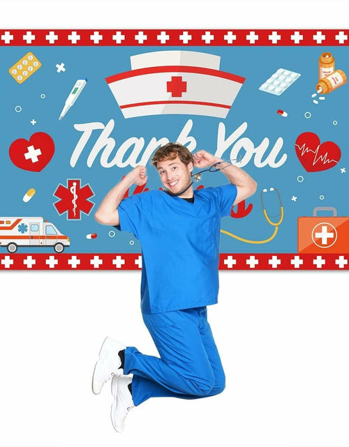 Load image into Gallery viewer, Thank You Nurses Photo Booth Backdrop 7x5ft Indoor Outdoor Party Decor

