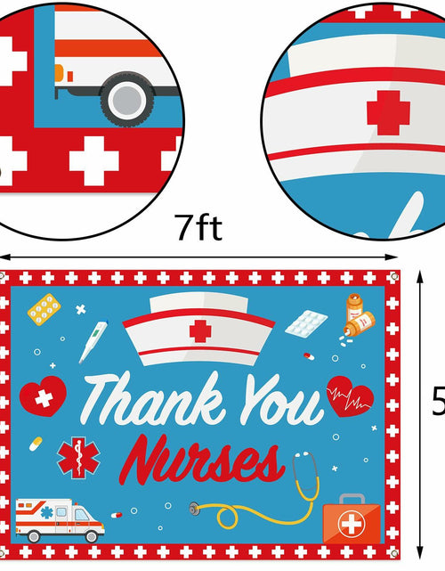 Load image into Gallery viewer, Thank You Nurses Photo Booth Backdrop 7x5ft Indoor Outdoor Party Decor
