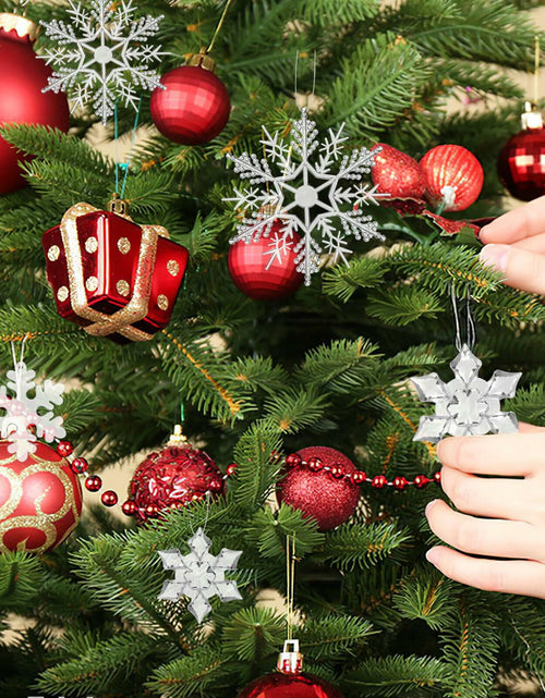 Load image into Gallery viewer, PRETYZOOM Acrylic Crystal Christmas Tree Ornaments Clear 20pcs Snowflake Icicle
