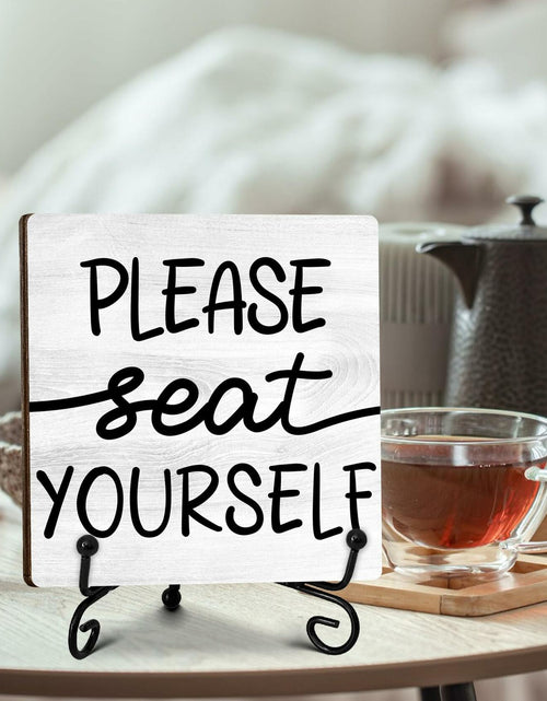 Load image into Gallery viewer, Farmhouse Please Seat Yourself Sign Bathroom Decor Shelf Toilet 5x5 Inches
