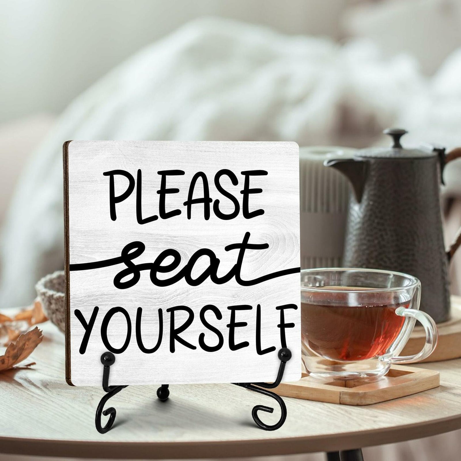 Farmhouse Please Seat Yourself Sign Bathroom Decor Shelf Toilet 5x5 Inches
