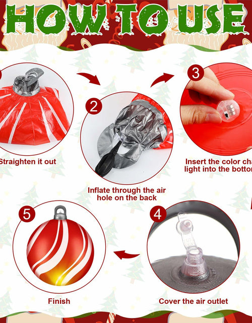 Load image into Gallery viewer, Jetec 4 Pcs 24in Light Up PVC Inflatable Christmas Balls Outdoor Decorations
