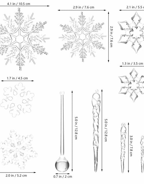 Load image into Gallery viewer, PRETYZOOM Acrylic Crystal Christmas Tree Ornaments Clear 20pcs Snowflake Icicle
