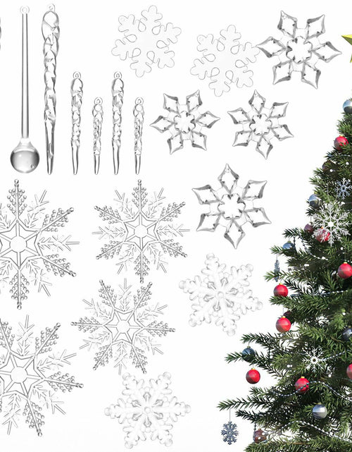 Load image into Gallery viewer, PRETYZOOM Acrylic Crystal Christmas Tree Ornaments Clear 20pcs Snowflake Icicle
