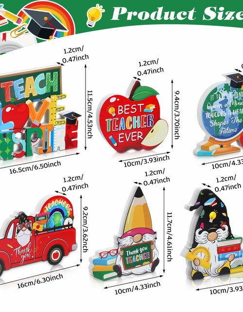 Load image into Gallery viewer, 6 Pcs Teacher Appreciation Wooden Table Decorations Signs Classroom Block
