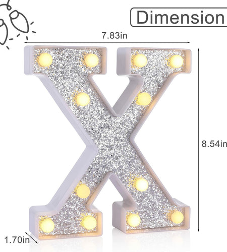 Foaky Silver Light Up Letter X Party Decoration Birthday Christmas Gift