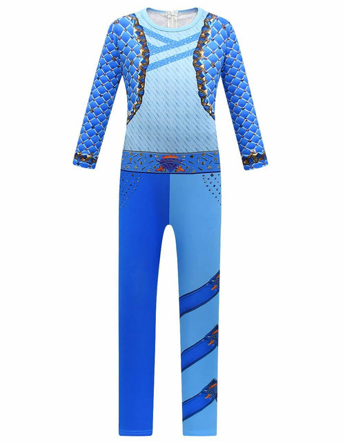 Load image into Gallery viewer, laughZuaia Girl Jumpsuit Princess Bodysuit with Glove Blue Size 6-7

