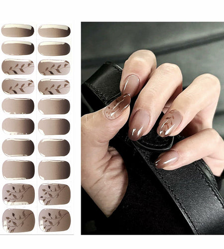 Oauee Semi Cured Gel Nail Strips 20 Stickers Anthracite Gray UV/LED Lamp