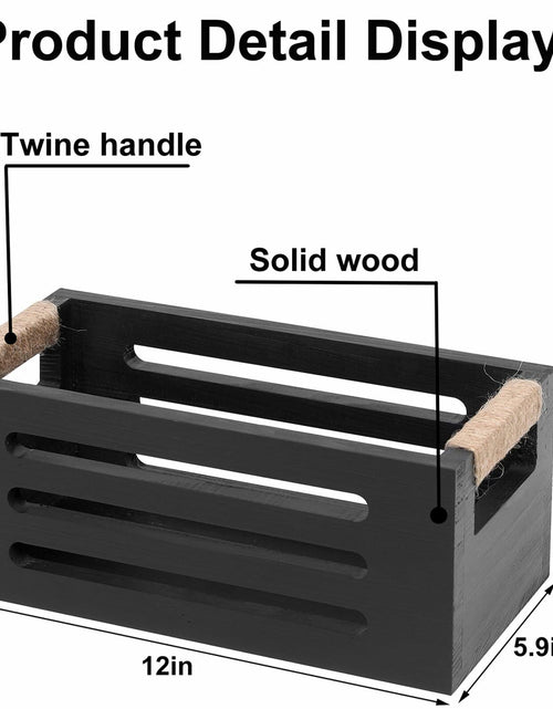 Load image into Gallery viewer, Wood Toilet Paper Holder Basket with Handles Black 12x5.9x4.9in Black
