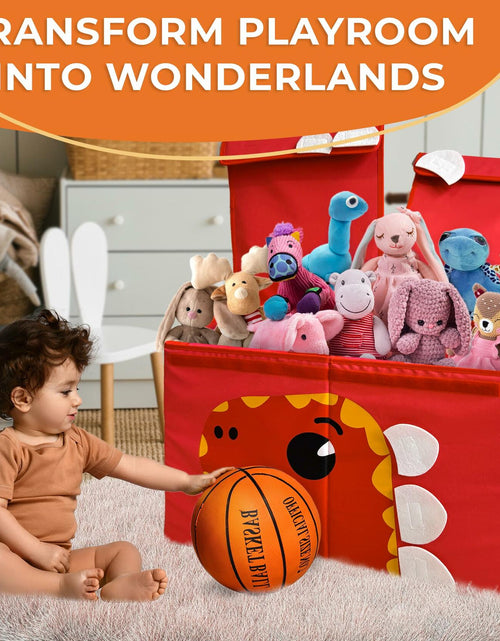 Load image into Gallery viewer, QUOKKA Dino Toy Storage Box Organizer 24.8x16.1x13 In Collapsible Fabric Bin
