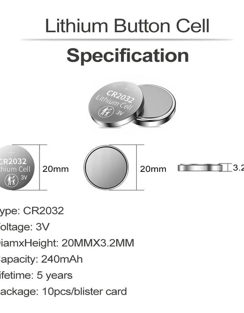 Load image into Gallery viewer, PGSONIC CR2032 3V Lithium Battery 10pcs Compatible with AirTag Black
