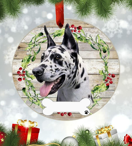 E&S Imports Harlequin Ceramic Dog Ornament Glazed Finish Christmas Decor