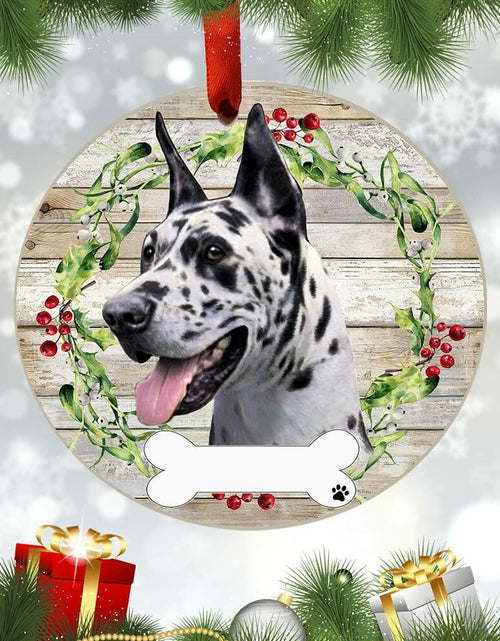 Load image into Gallery viewer, E&amp;S Imports Harlequin Ceramic Dog Ornament Glazed Finish Christmas Decor
